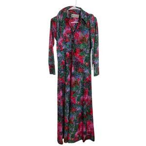 Vintage Lanvin Floral Popover Maxi Dress